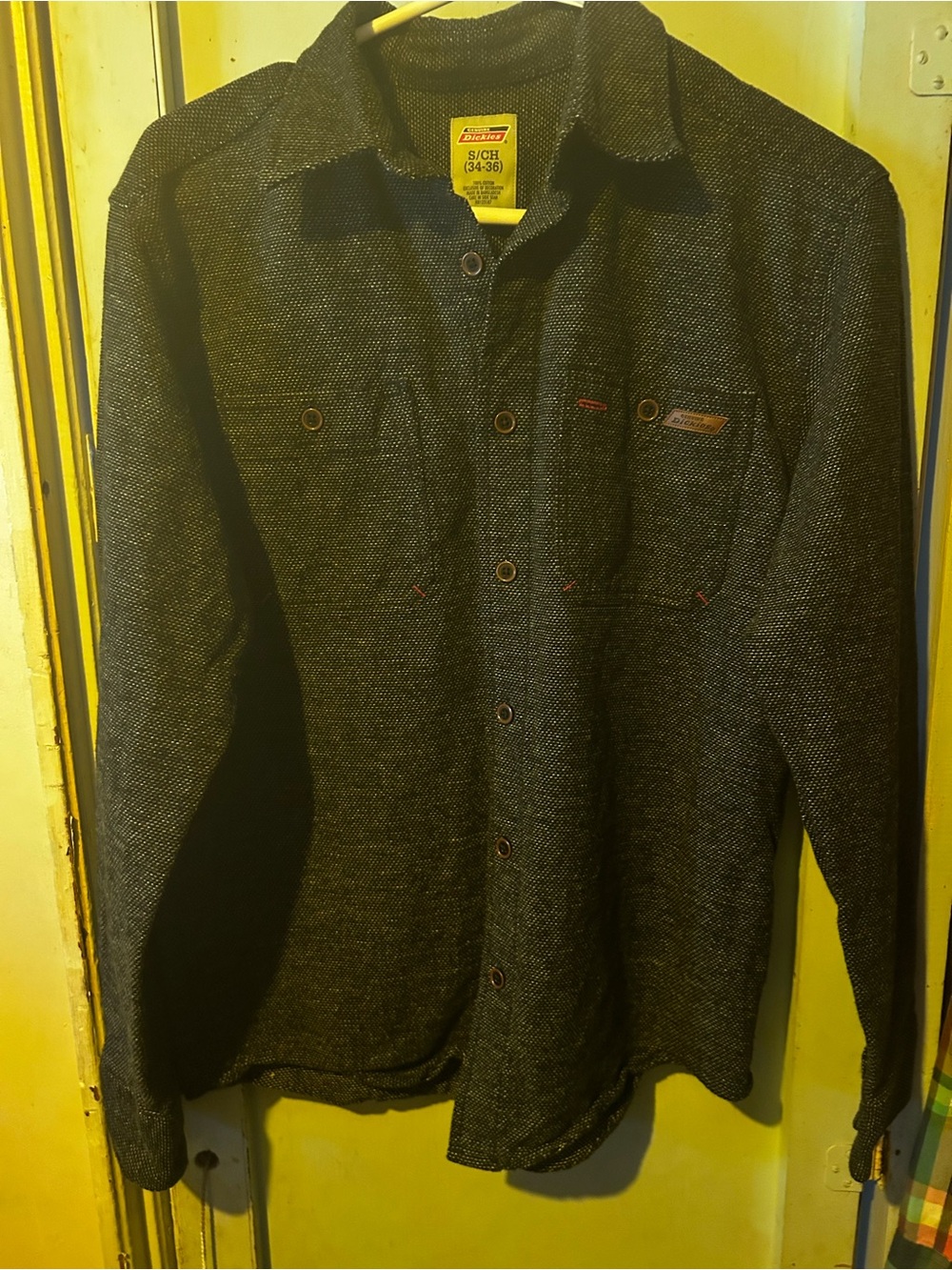 Dickies Men's Dark Gray Herringbone Shirt Jacket small 34-36